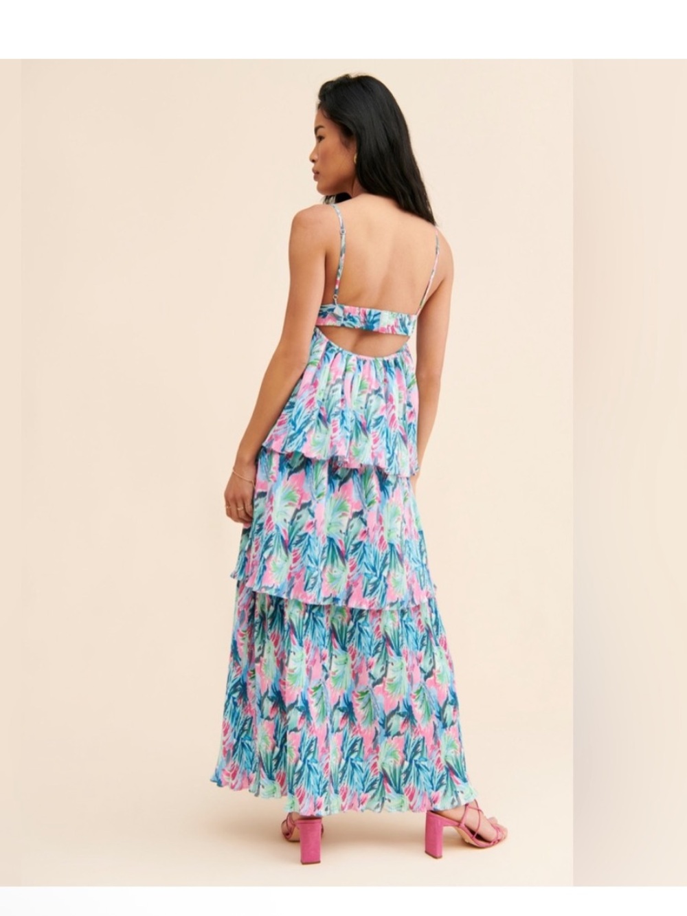 Saylor Pleated Floral Mauve Maxi Dress size Small - Picture 3 of 15